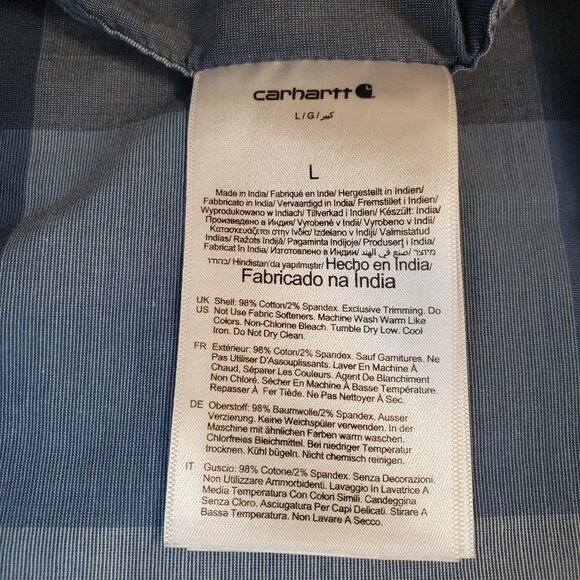 Carhartt Mens Shirt Size L Relaxed Fit Rugged Flex Blue Gray Plaid Utility Work - Picture 10 of 11